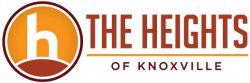 The Heights, Student Living in Knoxville, TN Logo with a stylized lowercase "h" in a circle, alongside text: "The Heights of Knoxville.