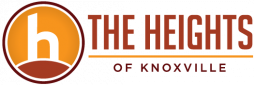 Ufora Student Living Apartments Orange and brown logo with a lowercase "h" and the text "The Heights of Knoxville.